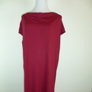 EILEEN FISHER RASPBERRY DRAPE NECK SHIFT DRESS XS